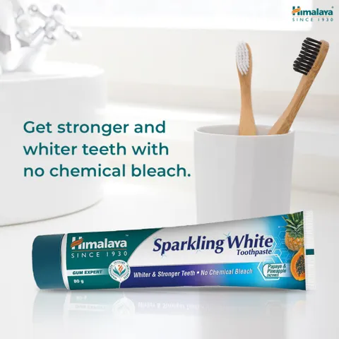 Kem Đánh Răng Thảo Dược Himalaya Sparkling White Toothpaste 150g - Làm Trắng Răng Từ Thiên Nhiên, Thuần Chay, Giúp Nướu Khỏe Mạnh