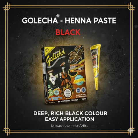 Mực Vẽ Hình Xăm Henna Golecha Đen 25g - Mực Henna Chất Lượng Cao Từ Ấn Độ, Dễ Sử Dụng, Lâu Bền, Vẽ Mehendi Tinh Tế