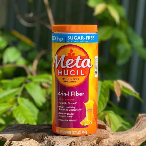 Bột bổ sung chất xơ Meta Mucil vị cam Real Sugar 754g - Hỗ trợ tiêu hóa, giảm táo bón, kiểm soát cholesterol, hàng Mỹ