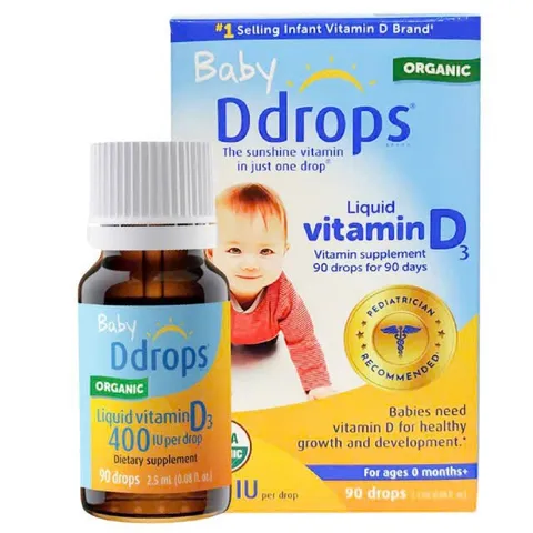 Vitamin D3 cho bé Baby Ddrops 400 IU - Dung dịch Vitamin D3 lỏng 90 giọt cho trẻ sơ sinh, tăng cường phát triển xương và miễn dịch.