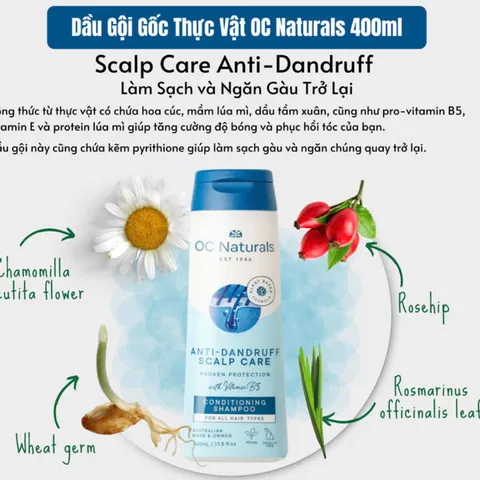 Dầu Gội Xả OC Naturals 400ml - Giải Quyết Gàu Hiệu Quả, Dưỡng Tóc Khỏe Mượt, Phù Hợp Cho Mọi Loại Tóc
