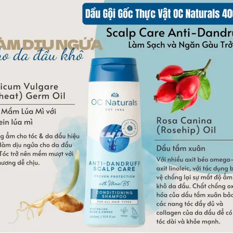 Dầu Gội Xả OC Naturals 400ml - Giải Quyết Gàu Hiệu Quả, Dưỡng Tóc Khỏe Mượt, Phù Hợp Cho Mọi Loại Tóc