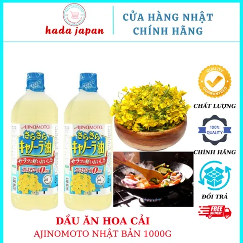 Dầu Ăn Hoa Cải Ajinomoto 1000g - Giàu Omega-3, Không Cholesterol, An Toàn Cho Tim Mạch, Dùng Để Chiên, Xào, Trộn Salad