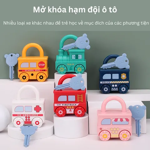 Móc Khóa Tàu Hỏa Ô Tô Montessori - Đồ Chơi Giáo Dục Sớm Cho Trẻ, Nhận Thức Màu Sắc, Xe Cộ, Chữ Và Số