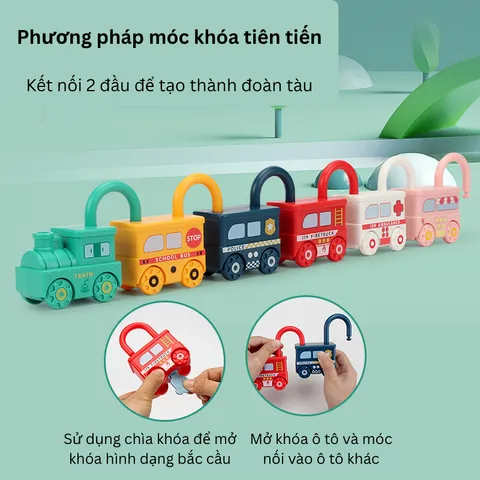 Móc Khóa Tàu Hỏa Ô Tô Montessori - Đồ Chơi Giáo Dục Sớm Cho Trẻ, Nhận Thức Màu Sắc, Xe Cộ, Chữ Và Số