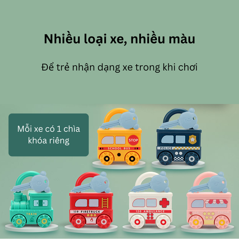 Móc Khóa Tàu Hỏa Ô Tô Montessori - Đồ Chơi Giáo Dục Sớm Cho Trẻ, Nhận Thức Màu Sắc, Xe Cộ, Chữ Và Số