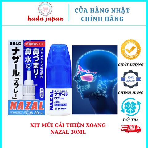 Xịt Mũi Cải Thiện Xoang Nazal Nhật Bản 30ml - Thông Mũi, Giảm Nghẹt, Hỗ Trợ Viêm Xoang, Dị Ứng, Cảm Lạnh