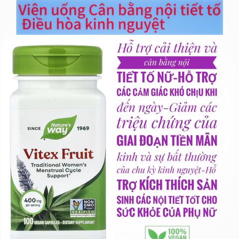 Viên uống Nature's Way Vitiex - Hỗ trợ cân bằng nội tiết tố nữ, điều hòa kinh nguyệt, tăng cường sức khỏe phụ nữ - 100 viên Vegan