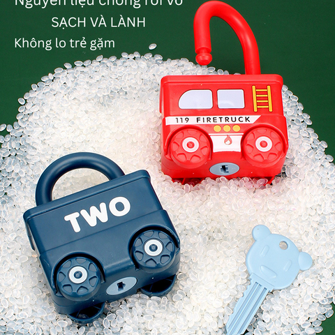 Móc Khóa Tàu Hỏa Ô Tô Montessori - Đồ Chơi Giáo Dục Sớm Cho Trẻ, Nhận Thức Màu Sắc, Xe Cộ, Chữ Và Số