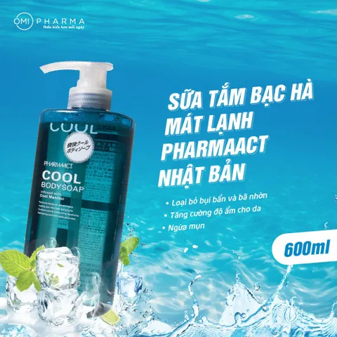 Sữa Tắm Pharmaact Cool Body 550ml - Giải Pháp Làm Sạch Sâu, Hương Thơm Nam Tính, Cảm Giác Sảng Khoái Mát Lạnh Cho Phái Mạnh