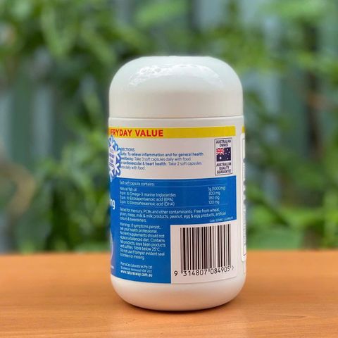 Dầu Cá Thiên Nhiên Không Mùi Nature's Way 1000mg - Hỗ Trợ Tim Mạch, Mắt và Não Bộ - Hộp 80 Viên Nhập Khẩu Úc