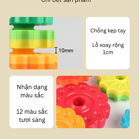 Tháp Xoay Cầu Vồng Kích Thích Thị Giác Cho Bé – Đồ Chơi Giáo Dục Phát Triển Kỹ Năng Và Nhận Biết Màu Sắc