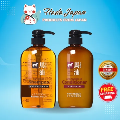 Bộ Dầu Gội Xả Mỡ Ngựa Nhật Bản Horse Oil 600ml - Làm Mềm Mượt Tóc Khô Xơ, Hỗ Trợ Chăm Sóc Da Đầu Và Làm Sạch Gàu