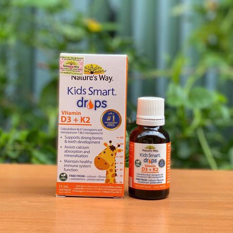 Vitamin D3 + K2 Nature's Way Kids Smart Drops 11ml - Hỗ trợ hấp thụ Canxi và tăng cường sức khỏe xương cho trẻ em