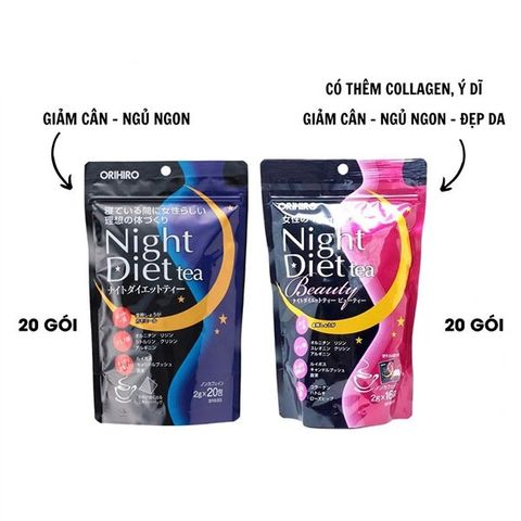 Trà Túi Lọc Orihiro Night Diet Tea Beauty - Trà Thảo Mộc Nhật Bản Hỗ Trợ Giảm Cân, Ngủ Ngon và Làm Đẹp Từ Bên Trong