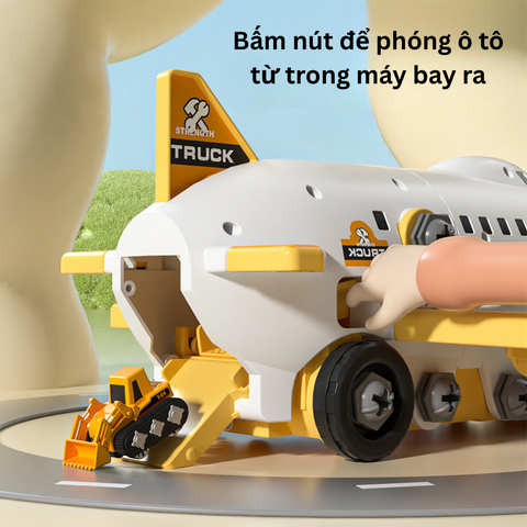Máy Bay Chở Ô Tô Đồ Chơi Cao Cấp 2 Trong 1 - Đồ Chơi Kỹ Thuật Tương Tác Kèm Dụng Cụ Lắp Ráp Cho Trẻ Em