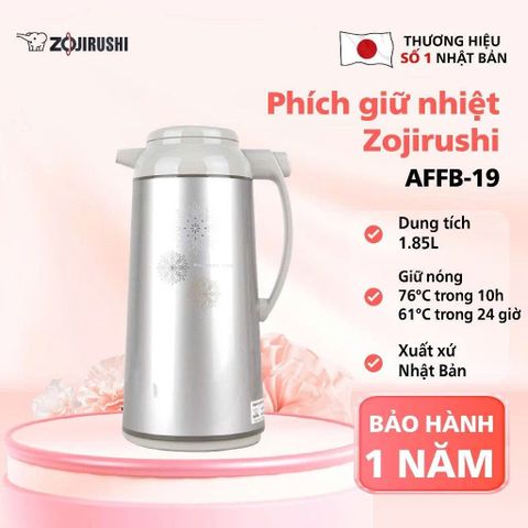 Phích Giữ Nhiệt Zojirushi AFFB-19-SF 1.85L - Bình Thủy Bấm Rót Nhật Bản Chất Lượng Cao, Thiết Kế Tiện Dụng, Giữ Nước Nóng Lâu