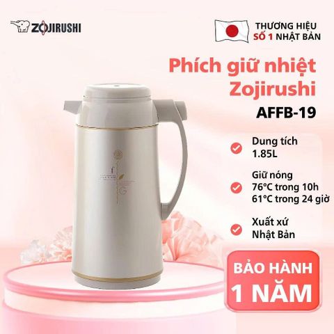 Phích Giữ Nhiệt Zojirushi AFFB-19-SF 1.85L - Bình Thủy Bấm Rót Nhật Bản Chất Lượng Cao, Thiết Kế Tiện Dụng, Giữ Nước Nóng Lâu