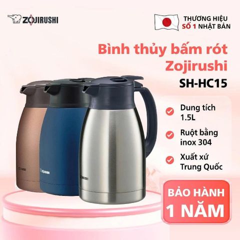 Bình Thủy Giữ Nhiệt Zojirushi SH-HC15 1.5L - Bảo Hành Giữ Nhiệt 1 Năm - Thiết Kế Sang Trọng, An Toàn và Tiện Dụng