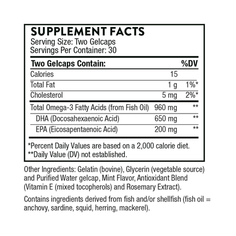 Viên Uống Prenatal DHA THORNE 60 Viên - Hỗ Trợ Mẹ Bầu và Phát Triển Thai Nhi - Omega-3 Tốt cho Tim Mạch và Não Bộ