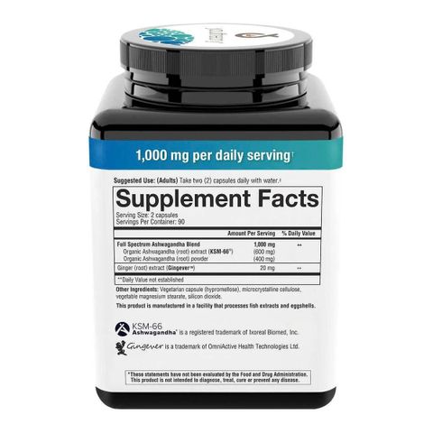 Viên uống Youtheory Ashwagandha 1000mg - Hỗ trợ sức khỏe, giảm căng thẳng, cải thiện giấc ngủ và làm đẹp da - 180 viên tự nhiên