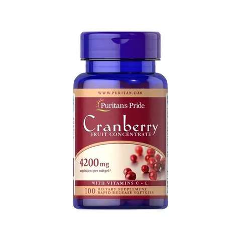 Viên Uống Tập Trung Cranberry Puritan’s Pride 100 Viên - Bổ Sung Vitamin C & E Hỗ Trợ Sức Khỏe Nội Tiết Tố Nữ