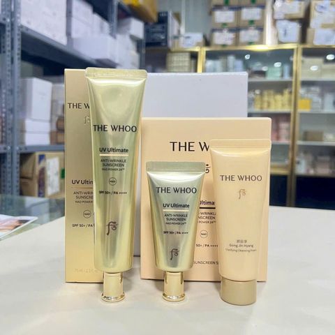 Set Kem Chống Nắng The Whoo Anti Wrinkle - Bảo Vệ Da, Ngăn Ngừa Lão Hóa, Chiết Xuất Tự Nhiên, Phù Hợp Với Da Nhạy Cảm