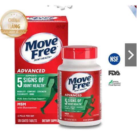 Viên Uống Hỗ Trợ Xương Khớp Move Free Advanced 180 Viên - Glucosamine & Hyaluronic Acid Giúp Cải Thiện Chức Năng Khớp