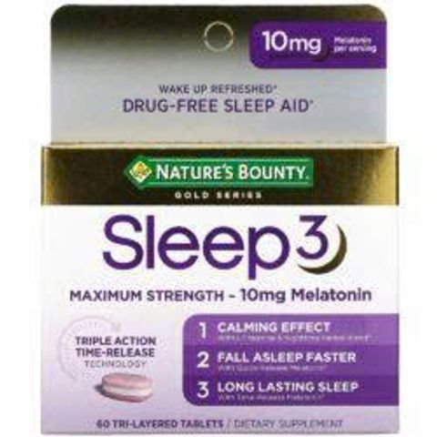 Viên Uống Hỗ Trợ Giấc Ngủ Sleep3 10mg Nature's Bounty - Giúp Ngủ Sâu, Giảm Căng Thẳng, Tốt Cho Sức Khỏe - 60 Viên