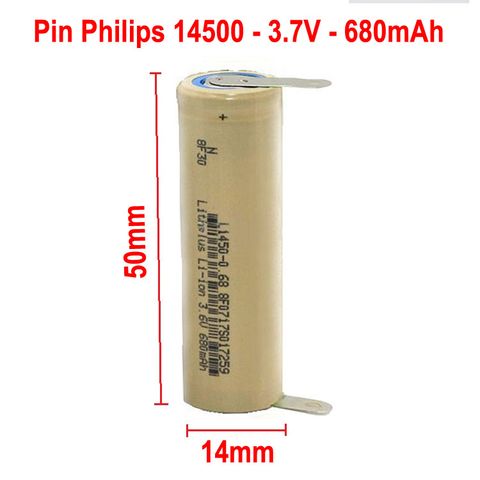 Pin Philips 14500 AA 3.7V 680mAh - Pin Lithium cho Bàn chải Đánh Răng, Tông đơ, Máy Cạo Râu, Hiệu Suất Cao, Sử Dụng Bền Bỉ