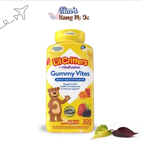 Kẹo Gummy Vites L’il Critters Bổ Sung Vitamin cho Trẻ Em - 300 Viên, Hỗ Trợ Sức Khỏe và Phát Triển Tối Ưu