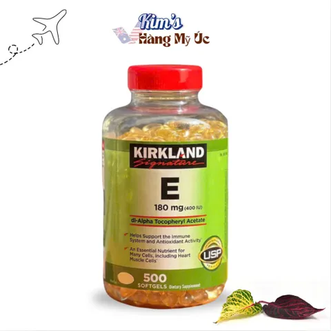 Vitamin E Kirkland 180mg (500 viên) - Hỗ trợ làm đẹp da, chống lão hóa, cải thiện sức khỏe tổng thể, chất lượng cao, 100% tự nhiên