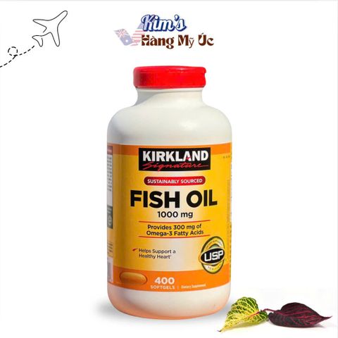 Dầu Cá Omega 3 Kirkland 1000mg - Hỗ Trợ Sức Khỏe Tim Mạch, Thị Lực và Trí Nhớ - 400 Viên Mỹ