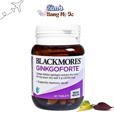 Viên uống Blackmores Ginkgoforte 40 viên - Hỗ trợ trí não, cải thiện trí nhớ và tuần hoàn máu não, sản phẩm nhập khẩu Úc