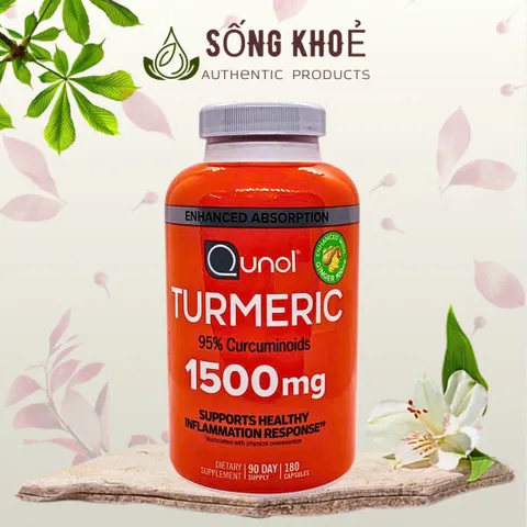 Viên Uống Tinh Chất Nghệ Qunol 1500mg - Hỗ Trợ Tiêu Hóa, Khớp, Chống Oxy Hóa - Giải Độc Gan, Cải Thiện Làn Da - 180 Viên Mỹ