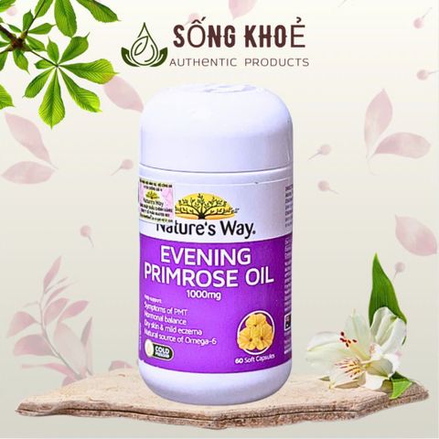 Viên Uống Hỗ Trợ Da Và Nội Tiết Nature’s Way Evening Primrose Oil 1000mg - Giảm Triệu Chứng PMS và Cải Thiện Sức Khỏe Da Hộp 60 Viên