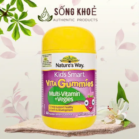 Viên Nhai Bổ Sung Vitamin Dành Cho Trẻ Em - Kids Smart Nature's Way Vita Gummies Multi-Vitamin Vegies (60 Viên) Hương Vị Quả Mọc