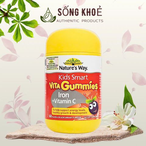 Kẹo Dẻo Nature’s Way Kids Smart - Bổ Sung Sắt và Vitamin C cho Trẻ từ 2 - 12 Tuổi, Hỗ Trợ Miễn Dịch và Phát Triển, 60 Viên