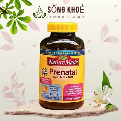 Viên Uống Vitamin Tổng Hợp Cho Mẹ Bầu Nature Made Prenatal Multi DHA 150 Viên - Hỗ Trợ Phát Triển Thai Nhi, Giàu Folic Acid Và Omega-3