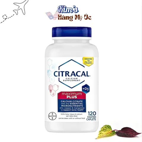 Viên Nghẹn bổ sung Canxi Citracal Maximum Plus 280 viên - Hỗ trợ xương chắc khỏe và hấp thụ vitamin D3 hiệu quả từ Bayer Mỹ