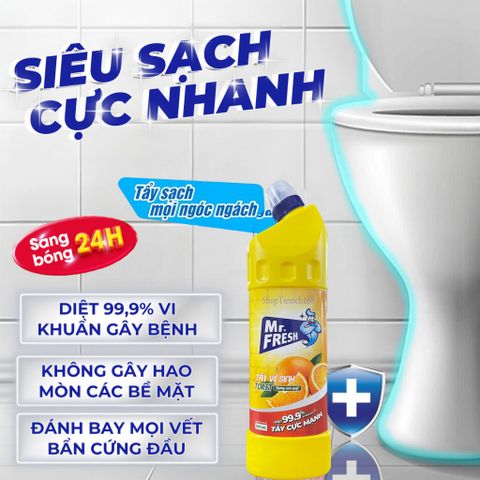 Chai tẩy vệ sinh Toilet đậm đặc Mr.Fresh 900ml - Hương Chanh Sả và Cam Quýt, Diệt Trùng 99.9% và Khử Mùi Hiệu Quả