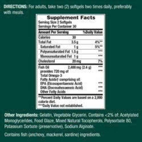 Viên Uống Dầu Cá Nature's Bounty Fish Oil 1200 mg - Hỗ Trợ Tim Mạch và Não Bộ, 60 Viên Mỹ Chính Hãng