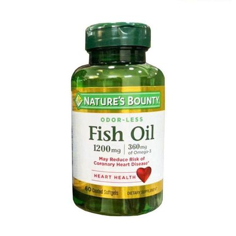 Viên Uống Dầu Cá Nature's Bounty Fish Oil 1200 mg - Hỗ Trợ Tim Mạch và Não Bộ, 60 Viên Mỹ Chính Hãng