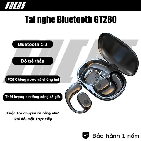 Tai Nghe Bluetooth Không Dây GT280 V5.3 Chống Nước - Âm Thanh STEREO HIFI Cho iPhone và Android, Thời Gian Chạy 9.5 Giờ