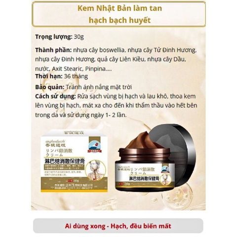 Kem Tan Hạch Bạch Huyết Nhật Bản - Giảm Bướu Cổ, Hỗ Trợ Teo Hạch, Cải Thiện Lưu Thông Mạch Máu, Sản Phẩm Chăm Sóc Sức Khỏe 30g