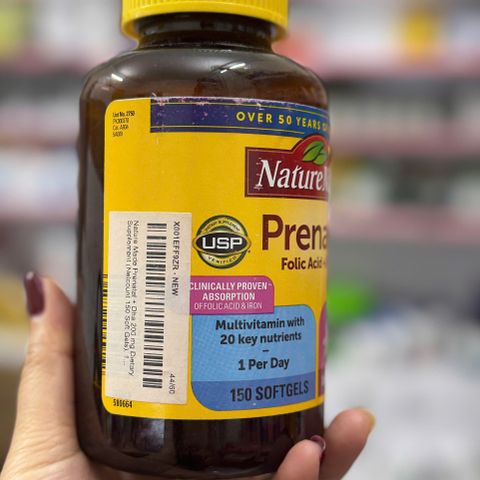 Nature Made Prenatal Vitamin Folic Acid + DHA 150/110 viên - Vitamin tổng hợp cho bà bầu hỗ trợ phát triển thai nhi khỏe mạnh