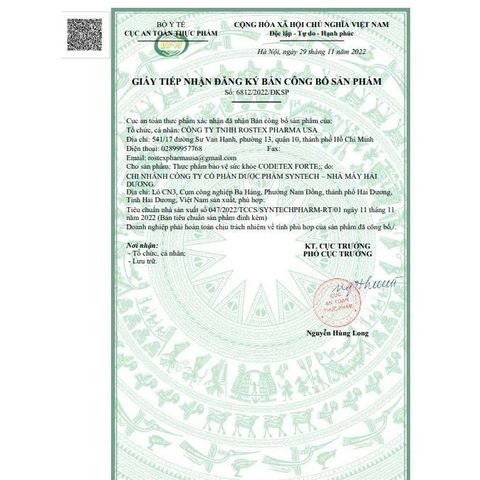 Viên uống CODETEX FORTE - Hỗ trợ giảm ho, đờm và đau họng, hộp 100 viên từ ROXTECH, thực phẩm chức năng an toàn cho sức khỏe