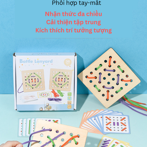 Trò Chơi Xỏ Dây Montessori - Rèn Luyện Kỹ Năng Vận Động Tinh và Tư Duy Logic Cho Bé Từ 3 Tuổi