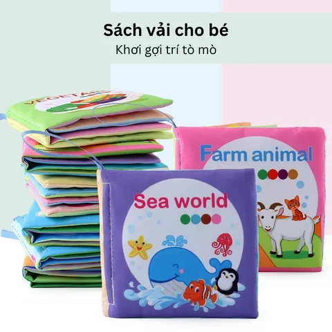 Sách Vải Tiếng Anh Montessori Cho Trẻ 0-12 Tháng - Đồ Chơi Giáo Dục Phát Triển Nhận Thức Với Ảnh Thật Và Hoạt Hình Sống Động