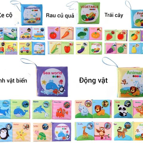 Sách Vải Tiếng Anh Montessori Cho Trẻ 0-12 Tháng - Đồ Chơi Giáo Dục Phát Triển Nhận Thức Với Ảnh Thật Và Hoạt Hình Sống Động